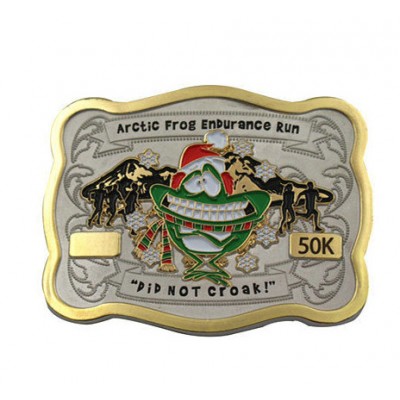 Custom 50k Trial Running Race Antique Brass Silver Sports Souvenir Belt Buckle